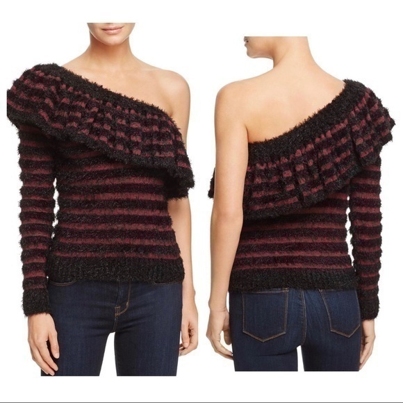 NWT WAYF Johnie One-Shoulder Ruffle Sweater - Picture 1 of 4